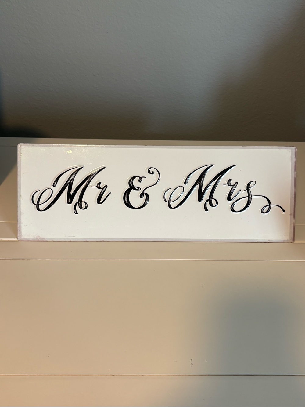 Mr & Mrs Script Wall Sign - White and Black